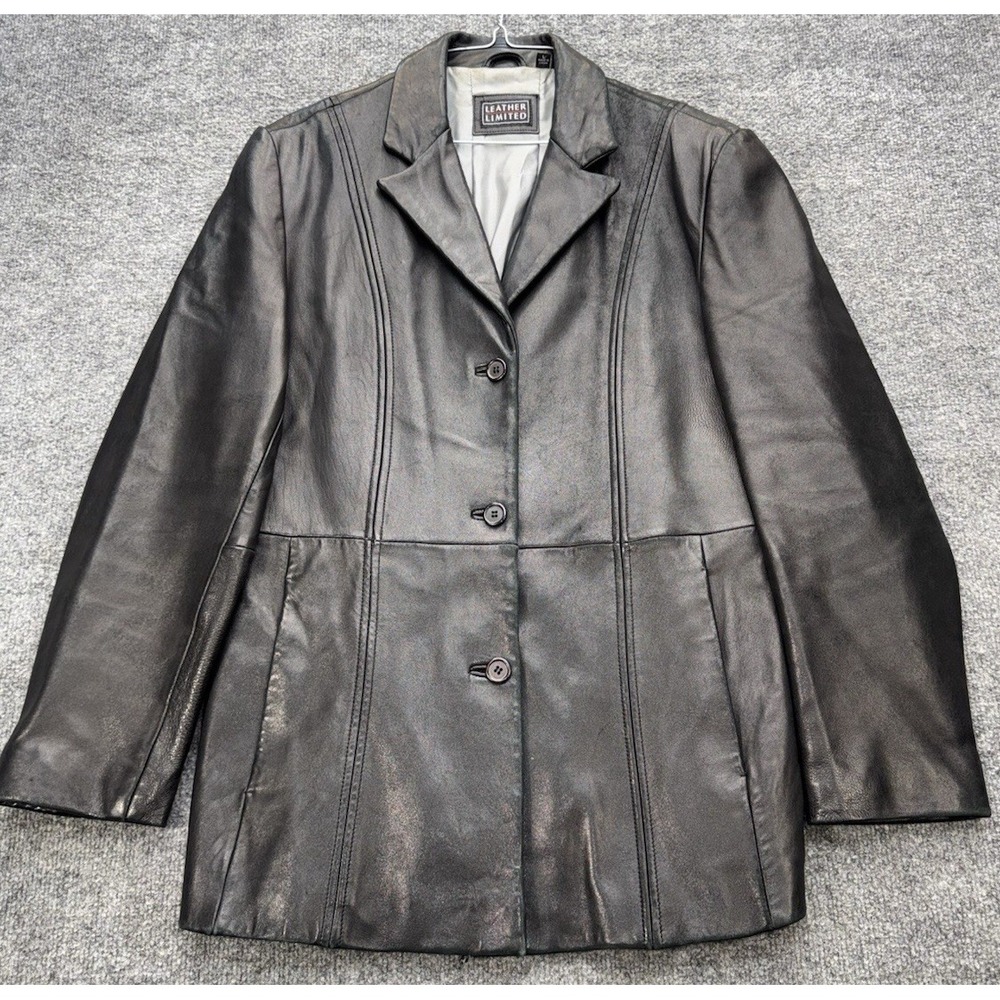 Women's Large Black Genuine Leather Blazer Jacket Soft Leather Limited